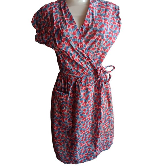 1OF1 Medium Vintage 1940s 50s Apron Wrap Chore Dress Side Tie Handmade MCM Farm - Picture 1 of 13